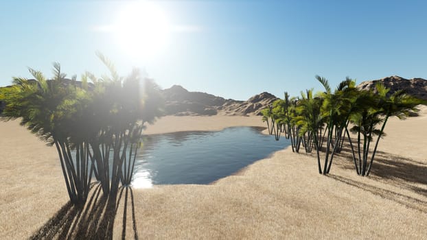 3d rendering - Oasis in the desert