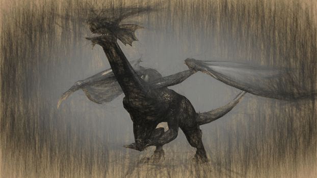 3d illustration of mythology creature, dragon

