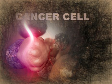 Digital 3d illustration of cancer cells in human body