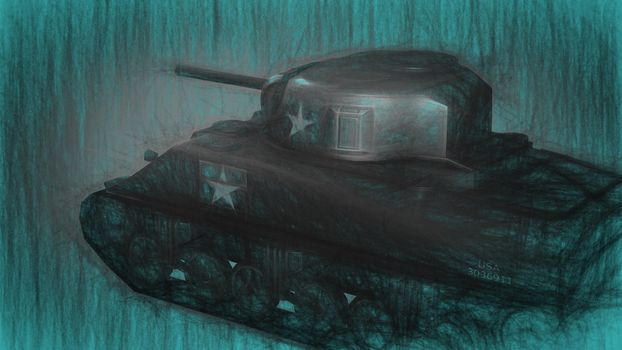 3d illustration of military Tank