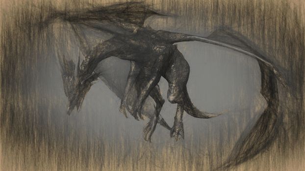 3d illustration of mythology creature, dragon

