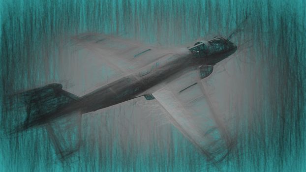 3d illustration of airplane on textured paper 
