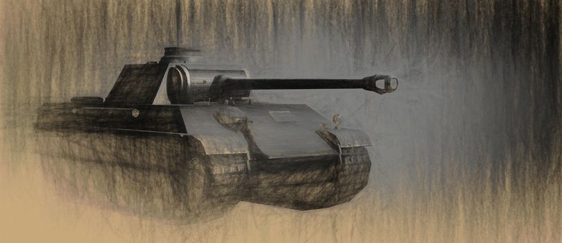 3d illustration of military Tank  
