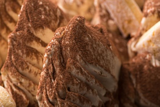 close-up of appetizing ice cream, macro photography