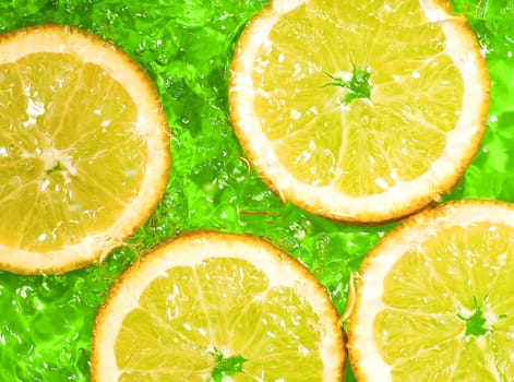 orange slice in green water with waves