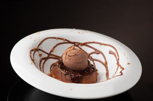 ice cream in a round white plate