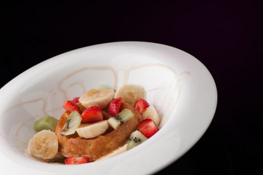 ice cream in a round white plate