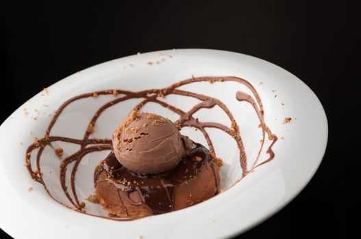 ice cream in a round white plate