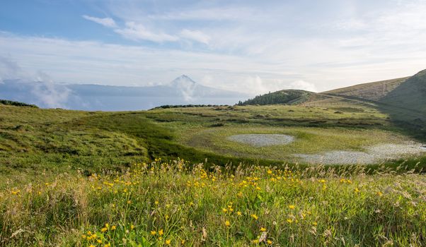 Walk on the Azores archipelago. Discovery of the island of sao jorge, Azores. Portugal. , Azores. Portugal. Velas