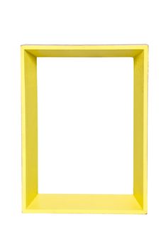 Yellow photo frame isolated on white background with clipping path