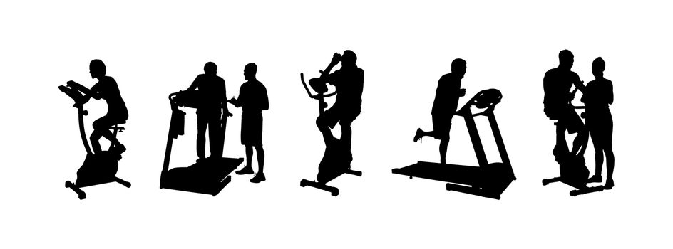 Digitally generated Silhouette of people working out vector