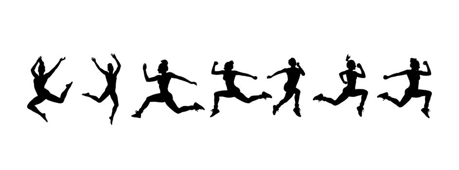 Digitally generated Silhouette of people working out vector