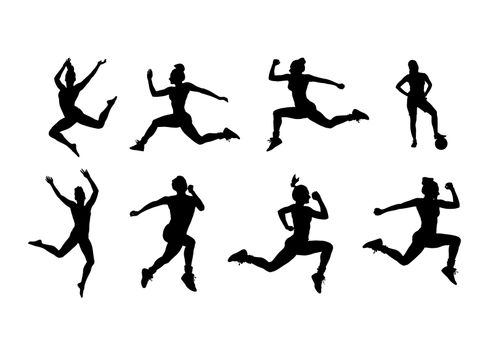 Digitally generated Silhouette of people working out vector