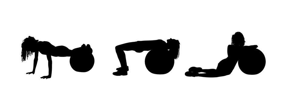 Digitally generated Silhouette of people working out vector