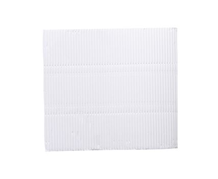 white blank corrugated paper sheet on white background , close up
