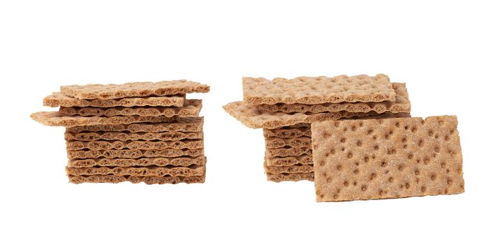 stack of rectangular snack bars isolated on a white background, close up
