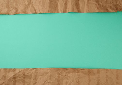 abstract green background with brown torn paper elements Vintage design template. Copy space