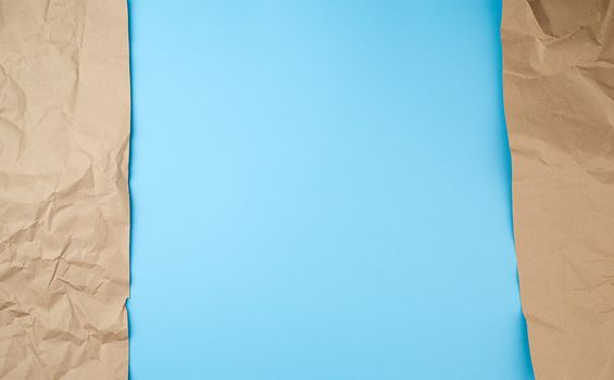 Retro brown paper torn, great design for any purposes. Abstract texture. Blue banner, copy space.