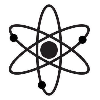 atom icon for your web site design, logo, app, UI. flat style. atom sign on white background. molecule symbol. nuclear power sign.