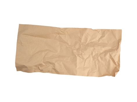 crumpled brown sheet of paper for packaging goods isolated on white background