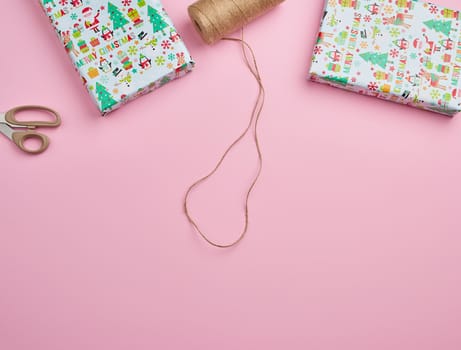 colored paper wrapped gift boxes. great design for any purposes. copy space