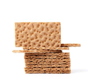 stack of rectangular snack bars on a white background, close up