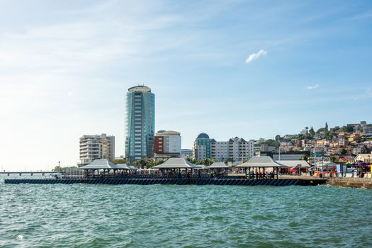 View from the pier to city downtown, Fort De France, Martinique, French overseas department