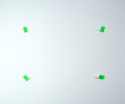 four green sticky papers in the corners, imitation fasteners, place for an inscription