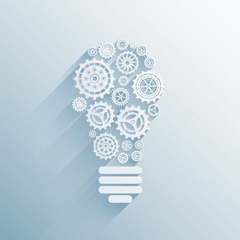Digitally generated Light bulb made of cogs and wheels vector