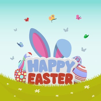 Digitally generated Happy Easter greeting vector