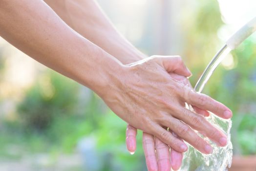 Wash hands by water / protect  your health from disease