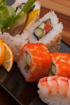 sushi closeup on a dark background