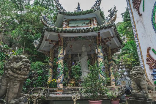Temple pagoda at the marble mountains in Danang city in Vietnam. Danang , Vietnam 