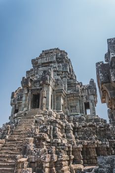 Ancient Angkor Wat Ruins Panorama. Eastern Mebon Temple. Siem Reap, Cambodia 