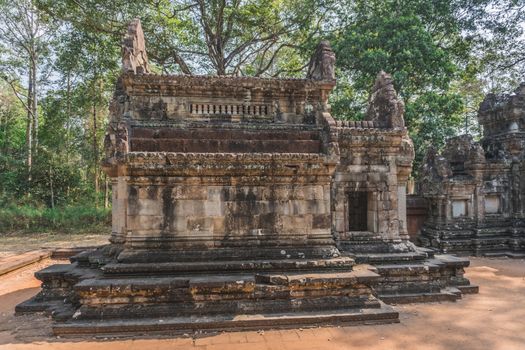 Ancient Angkor Wat Ruins Panorama. Thommanon Temple. Siem Reap, Cambodia 