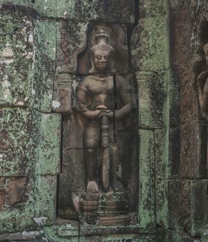 Beautiful close up of empty Angkor Wat temple complex. Banteay Kdei Temple. Siem Reap, Cambodia