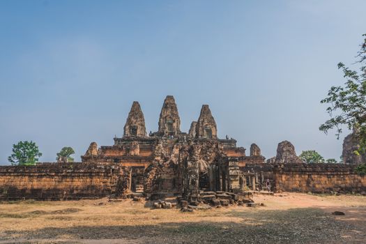 Ancient Angkor Wat Ruins Panorama. East Baray temple. Siem Reap, Cambodia 