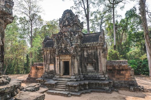 Ancient Angkor Wat Ruins Panorama. Thommanon Temple. Siem Reap, Cambodia 