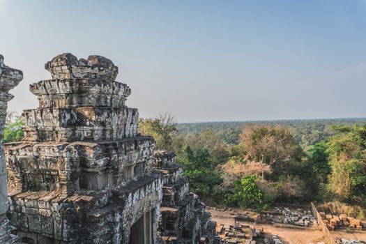 Ancient Angkor Wat Ruins Panorama. Siem Reap, Cambodia 