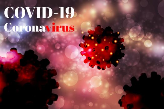 Abstract background of Coronavirus disease (COVID-19) causes respiratory illness (like the flu) with symptoms such as a cough, fever, and difficulty breathing for healthcare and medical concept
