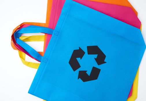 multi-colored viscose environmentally friendly bags, environmental conservation concept