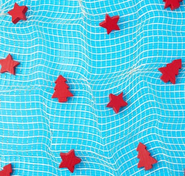 abstract blue background with christmas decor, close up