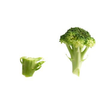 fresh green broccoli cabbage isolated on white background, close up