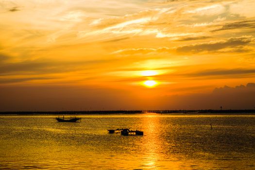 Beautiful twilight sky and sunset over the sea