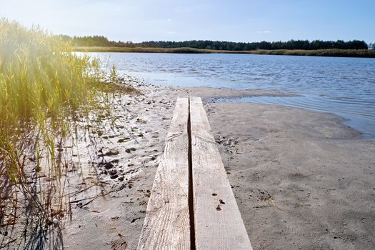 therapeutic lake with iodine and minerals in the middle of the wild steppe, Lake Blue,  Ukraine, city of Kherson