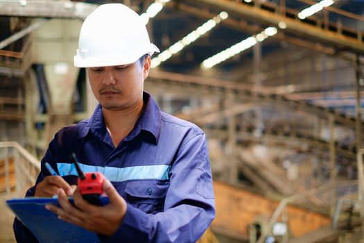 Engineer working in the production line process of coal screening plant