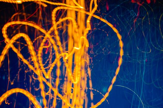 Abstract light traffic motion at night, long exposure photography
