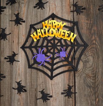 gray wooden background from old boards, backdrop  for Halloween holiday