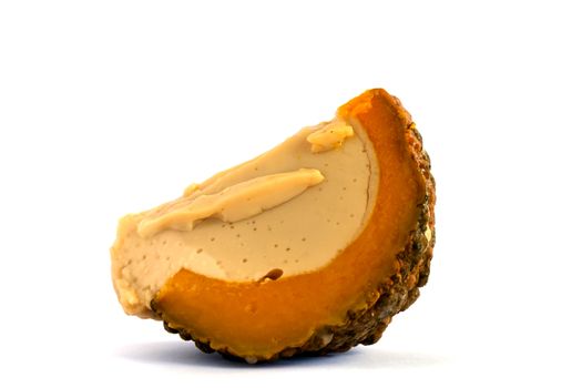 Thai pumpkin custard dessert isolated on white background