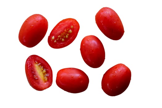 Fresh red cherry tomato on isolated white background with clipping path